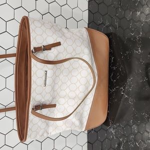 Nine West Tan and White Tote